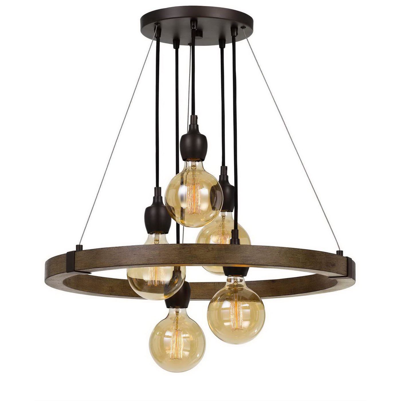 60W X 5 MARTOS METAL/WOOD CHANDELIER. (EDISON BULBS INCLUDED) Chandelier Cal Lighting