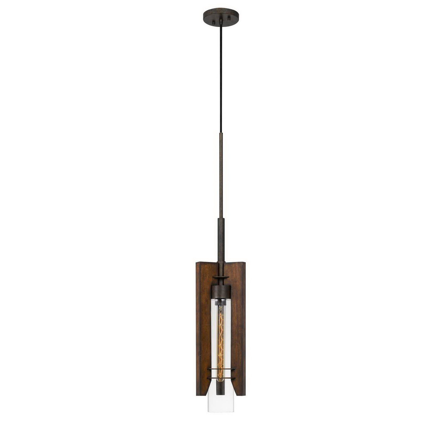 60W ALMERIA WOOD/GLASS PENDANT FIXTURE (EDISON BULB NOT INCLUDED) Pendant Cal Lighting