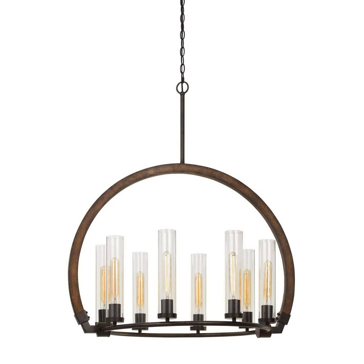 60W X 8 SULMONA WOOD/METAL CHANDELIER WITH GLASS SHADE (EDISON BULBS NOT INCLUDED) Chandelier Cal Lighting