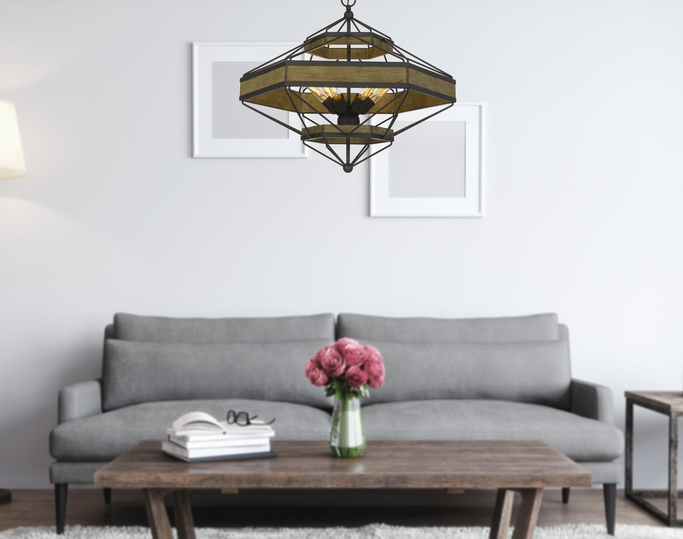 ALICANTE 60W X 6 PINE WOOD/METAL CHANDELIER  (EDISON BULBS NOT INCLUDED) Chandelier Cal Lighting