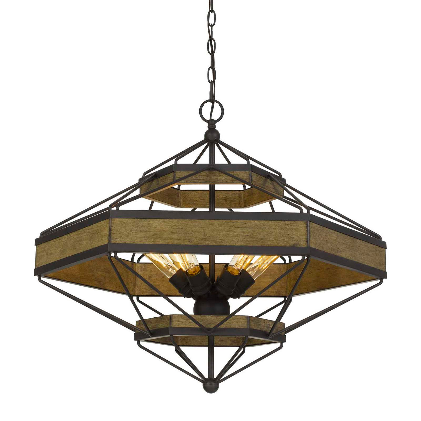 ALICANTE 60W X 6 PINE WOOD/METAL CHANDELIER  (EDISON BULBS NOT INCLUDED) Chandelier Cal Lighting