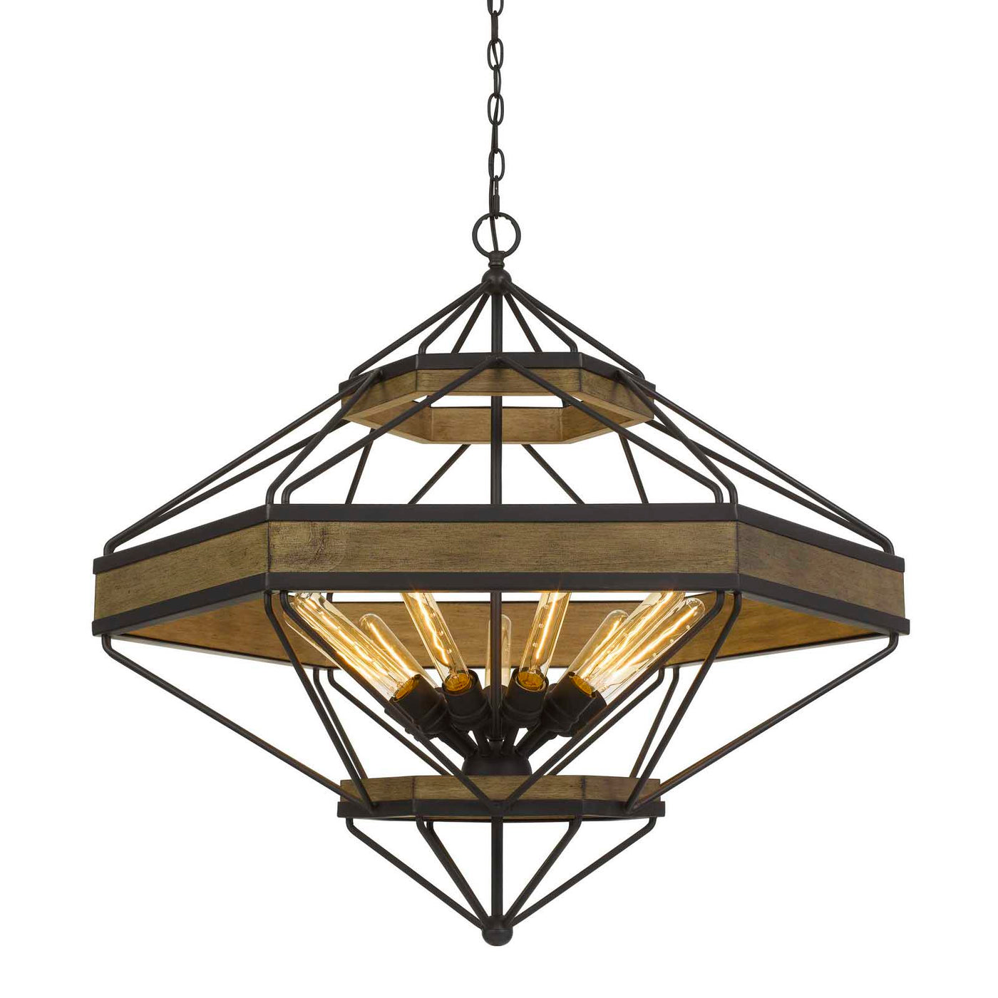 ALICANTE 60W X 9 PINE WOOD/METAL CHANDELIER  (EDISON BULBS NOT INCLUDED) Chandelier Cal Lighting