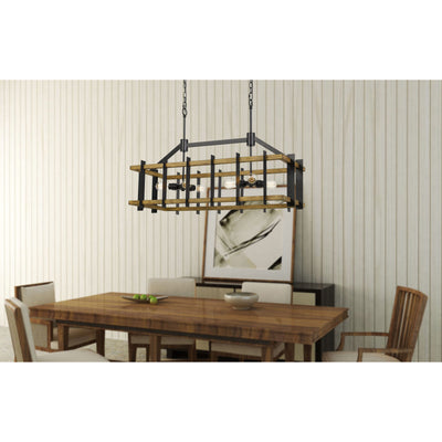 BRUCK 60W X 6 METAL/PINE WOOD ISLAND CHANDELIER  (EDISON BULBS NOT INCLUDED) Chandelier Cal Lighting