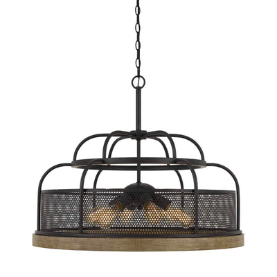 AKAKI 60W X 6 METAL/PINE WOOD CHANDELIER  (EDISON BULBS NOT INCLUDED) Chandelier Cal Lighting