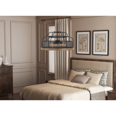 AKAKI 60W X 6 METAL/PINE WOOD CHANDELIER  (EDISON BULBS NOT INCLUDED) Chandelier Cal Lighting