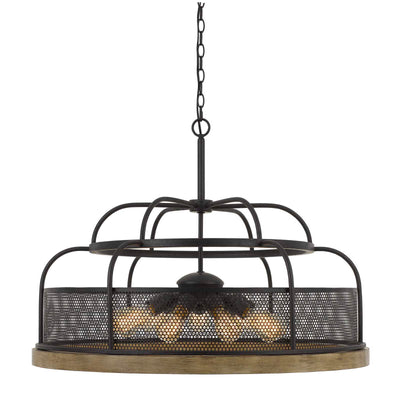 AKAKI 60W X 9 METAL/PINE WOOD CHANDELIER  (EDISON BULBS NOT INCLUDED) Chandelier Cal Lighting