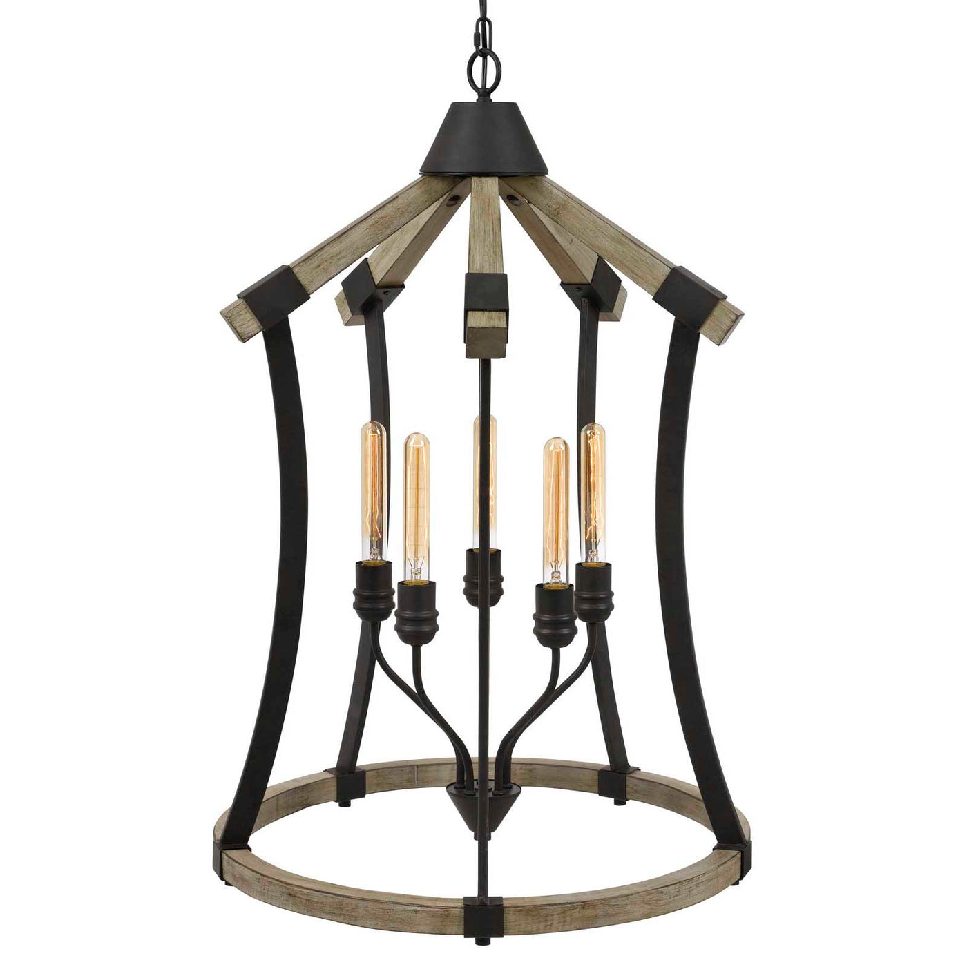 DALI 60W X 5 METAL/PINE WOOD CHANDELIER  (EDISON BULBS NOT INCLUDED) Chandelier Cal Lighting