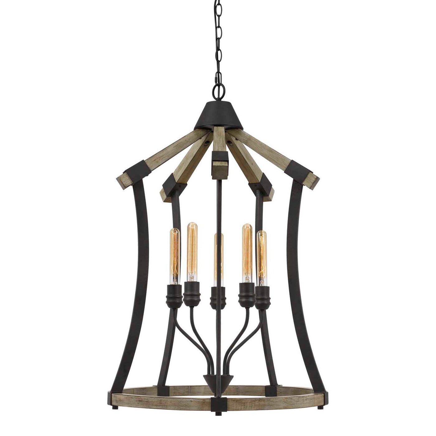 DALI 60W X 5 METAL/PINE WOOD CHANDELIER  (EDISON BULBS NOT INCLUDED) Chandelier Cal Lighting