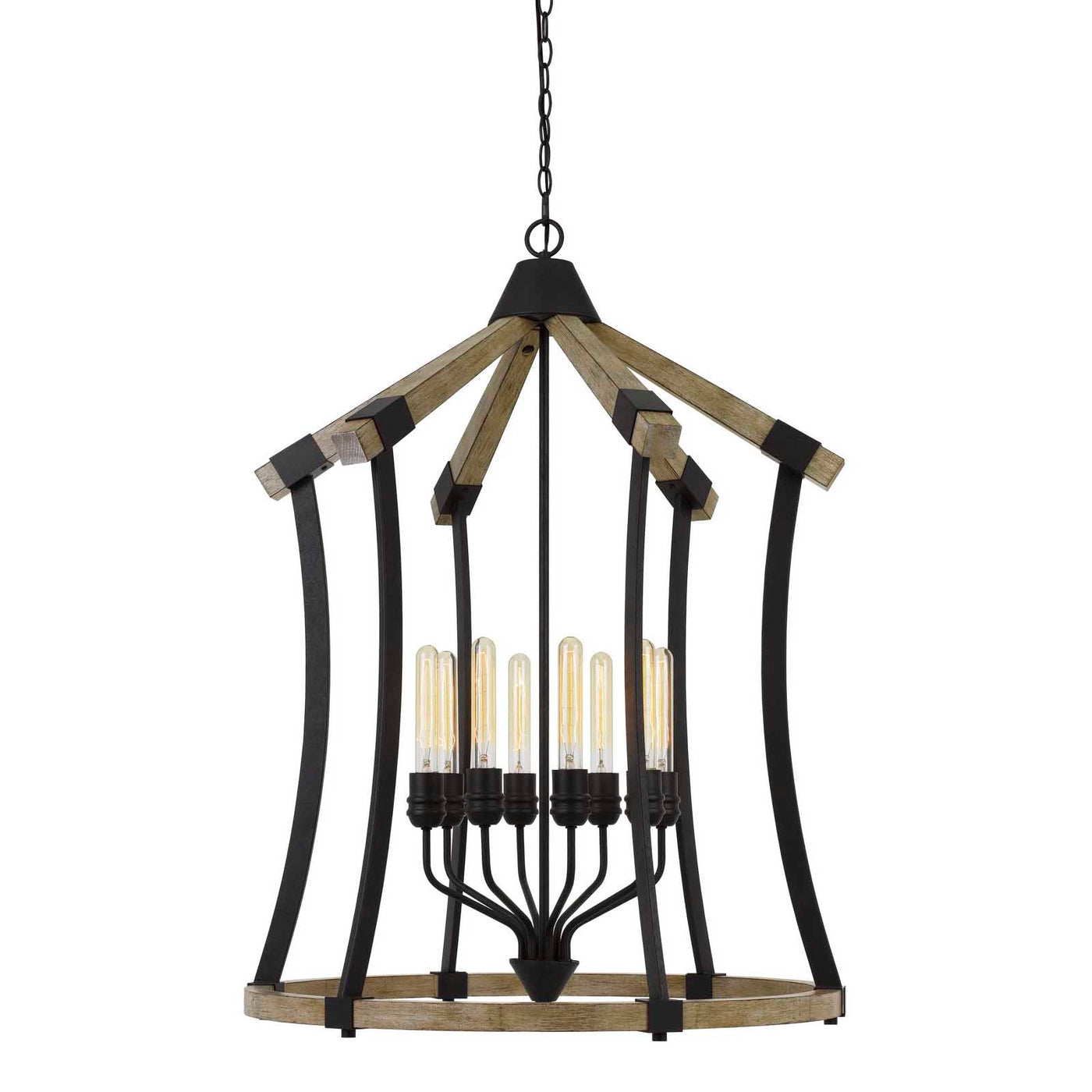 DALI 60W X 8 METAL/PINE WOOD CHANDELIER  (EDISON BULBS NOT INCLUDED) Chandelier Cal Lighting