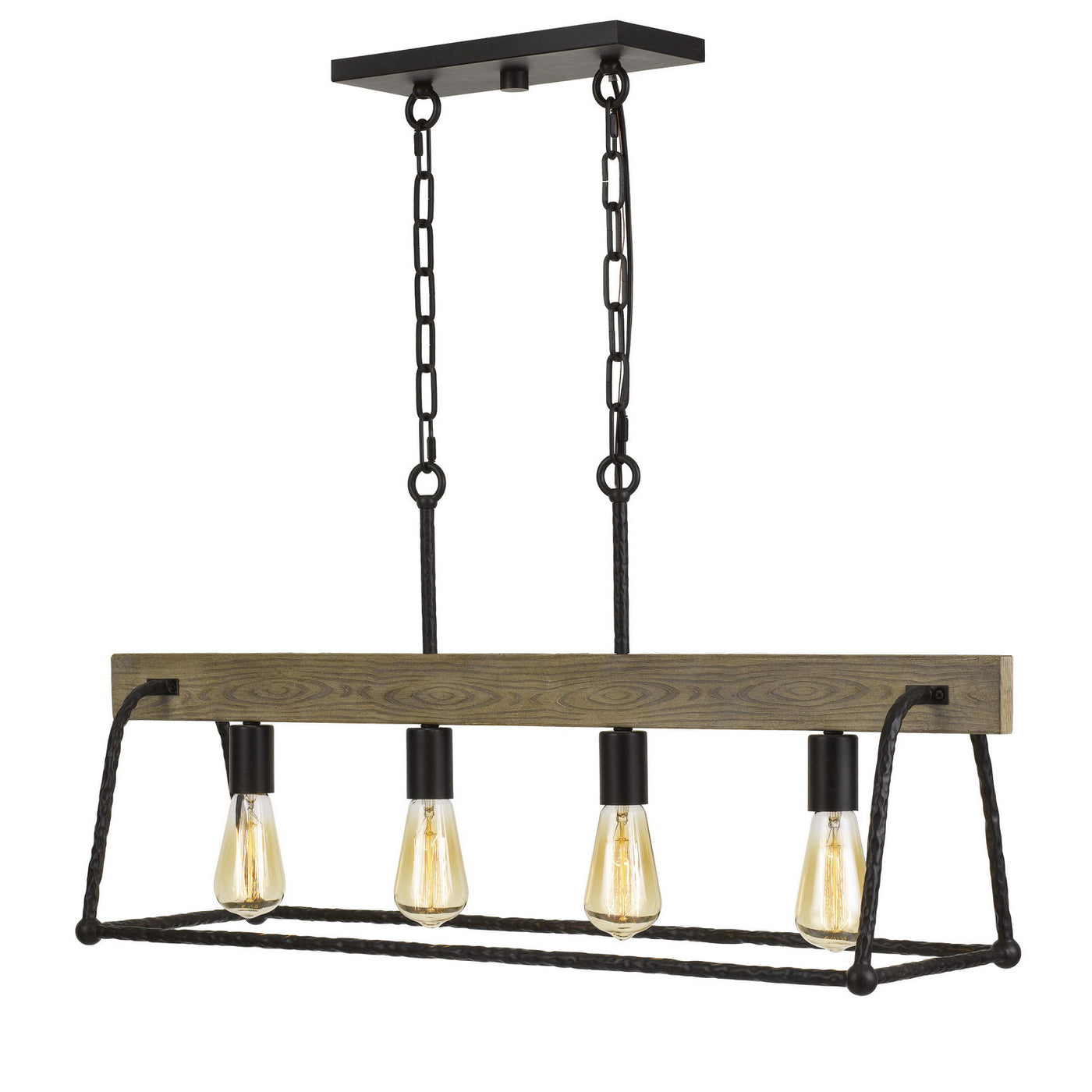 LOCKPORT HANG FORGED METAL/WOOD ISLAND CHANDELIER (EDISON BULBS NOT INCLUDED) Chandelier Cal Lighting