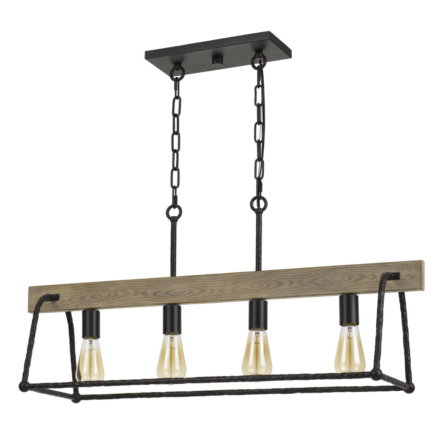 LOCKPORT HANG FORGED METAL/WOOD ISLAND CHANDELIER (EDISON BULBS NOT INCLUDED) Chandelier Cal Lighting