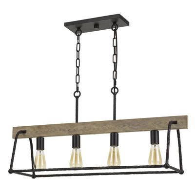 LOCKPORT HANG FORGED METAL/WOOD ISLAND CHANDELIER (EDISON BULBS NOT INCLUDED) Chandelier Cal Lighting