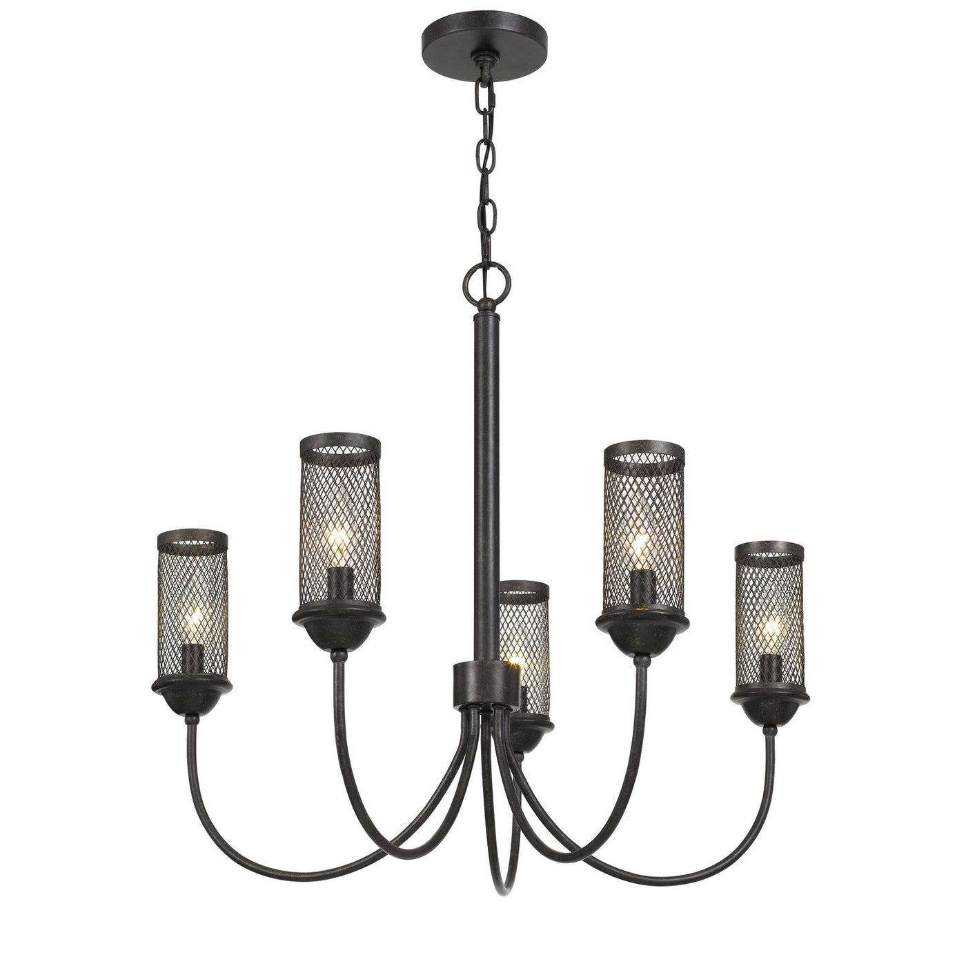 FULTON METAL CHANDELIER WITH MESH METAL SHADE Chandelier Cal Lighting