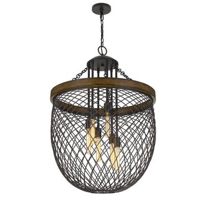 MARION METAL/WOOD MESH SHADE CHANDELIER (EDISON BULBS NOT INCLUDED) Chandelier Cal Lighting