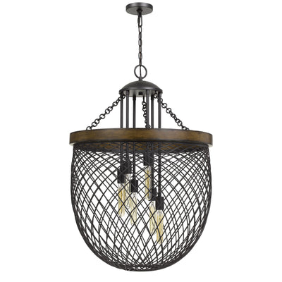 MARION METAL/WOOD MESH SHADE CHANDELIER (EDISON BULBS NOT INCLUDED) Chandelier Cal Lighting