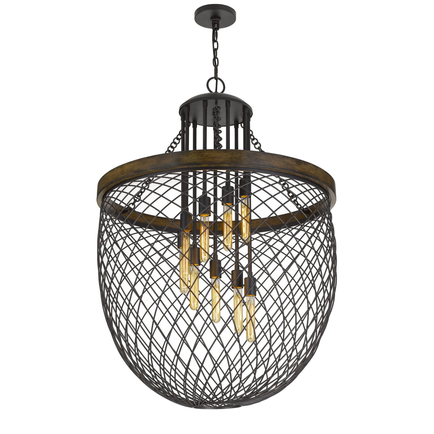 MARION METAL/WOOD MESH SHADE CHANDELIER (EDISON BULBS NOT INCLUDED) Chandelier Cal Lighting