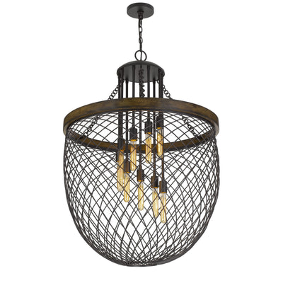 MARION METAL/WOOD MESH SHADE CHANDELIER (EDISON BULBS NOT INCLUDED) Chandelier Cal Lighting