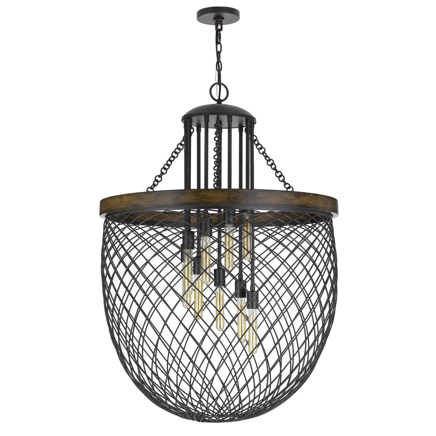 MARION METAL/WOOD MESH SHADE CHANDELIER (EDISON BULBS NOT INCLUDED) Chandelier Cal Lighting