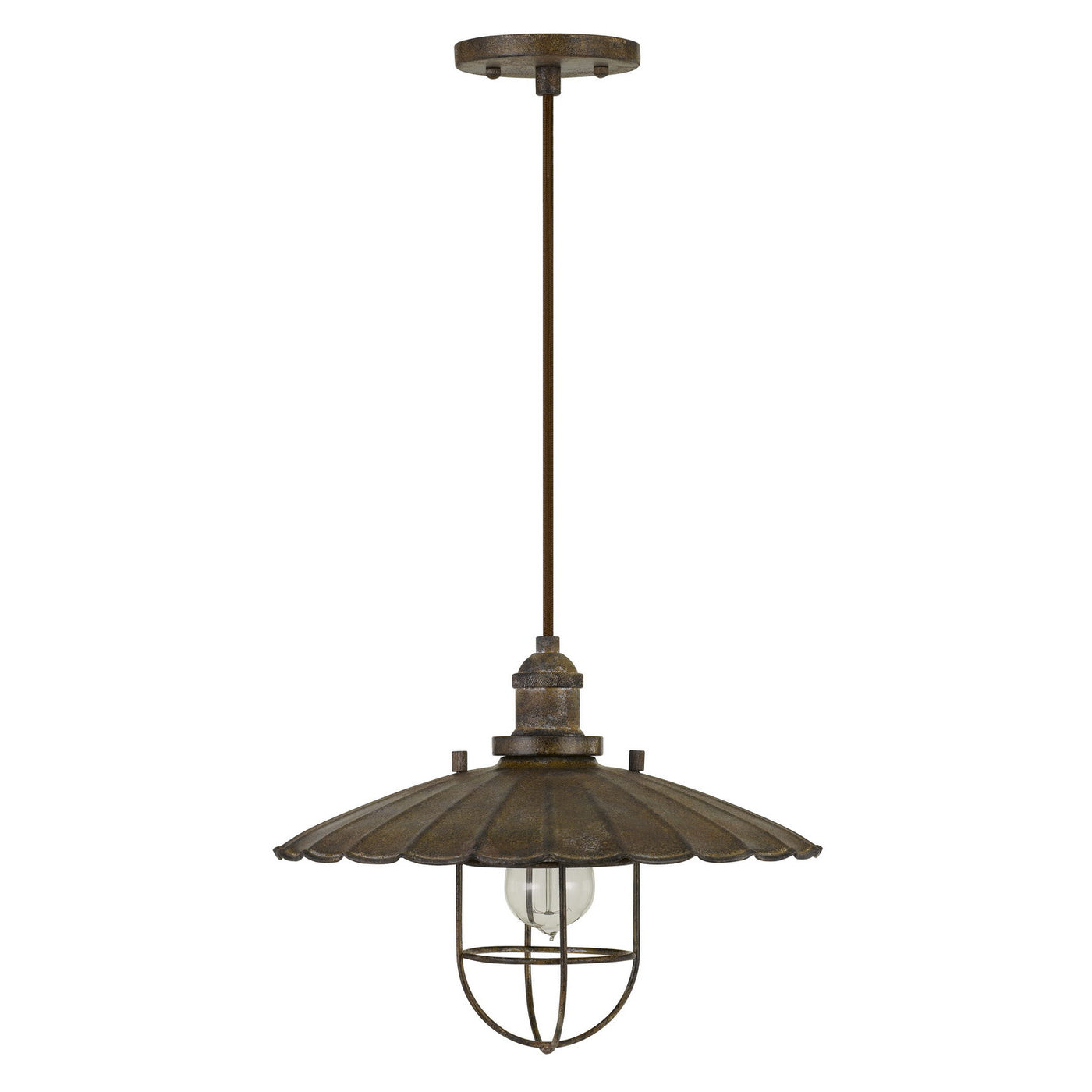 OLIVE OLD INDUSTRIAL METAL PENDANT WITH GLASS SHIELD (EDISON BULB NOT INCLUDED) Pendant Cal Lighting