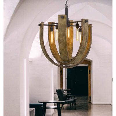 60W X 6 PADOVA METAL/WOOD CHANDELIER (EDISON BULBS ARE NOT INCLUDED) Chandelier Cal Lighting