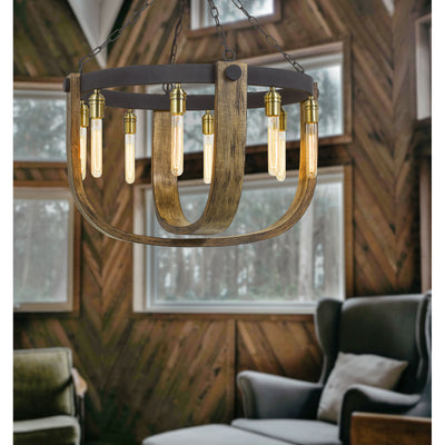 60W X 8 APULIA METAL/WOOD CHANDELIER (EDISON BULBS ARE NOT INCLUDED) Chandelier Cal Lighting