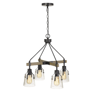 60W X 4 AOSTA METAL CHANDELIER WITH BUBBLED GLASS SHADES (EDISON BULBS ARE NOT INCLUDED) Chandelier Cal Lighting