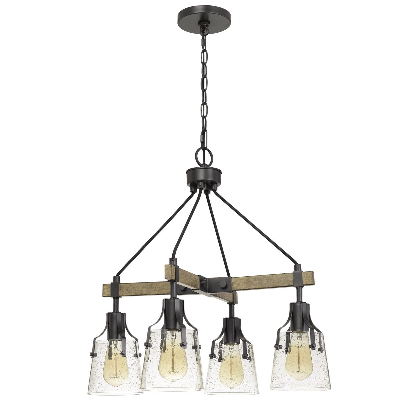 60W X 4 AOSTA METAL CHANDELIER WITH BUBBLED GLASS SHADES (EDISON BULBS ARE NOT INCLUDED) Chandelier Cal Lighting