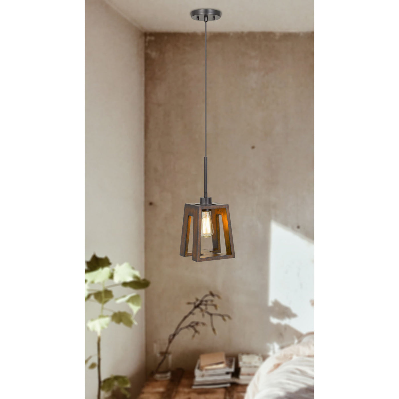 60W BIEL WOOD PENDANT (EDISON BULB NOT INCLUDED) Pendant Cal Lighting