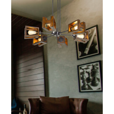 60W X 6 BIEL METAL/WOOD CHANDELIER (EDISON BULBS NOT INCLUDED) Chandelier Cal Lighting