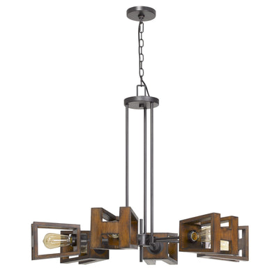 60W X 6 BIEL METAL/WOOD CHANDELIER (EDISON BULBS NOT INCLUDED) Chandelier Cal Lighting