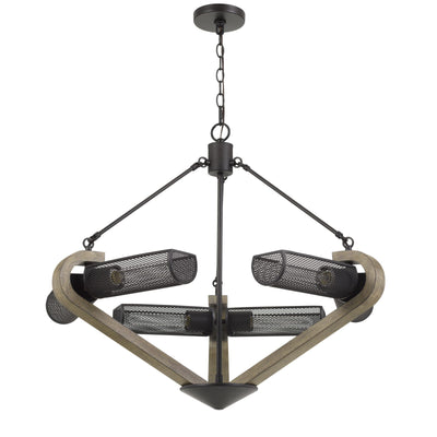 60W X 6 BADEN METAL/WOOD CHANDELIER WITH MESH SHADES (EDISON BULBS ARE NOT INCLUDED) Chandelier Cal Lighting