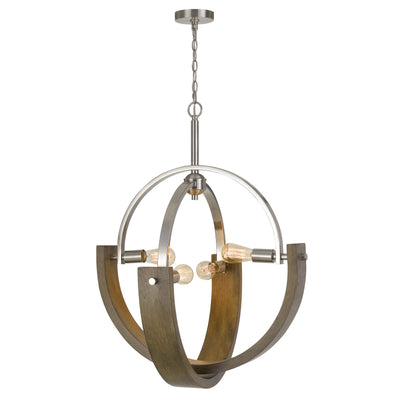 60W X 4 RAUMA METAL/WOOD CHANDELIER (EDISON BULBS ARE NOT INCLUDED) Chandelier Cal Lighting