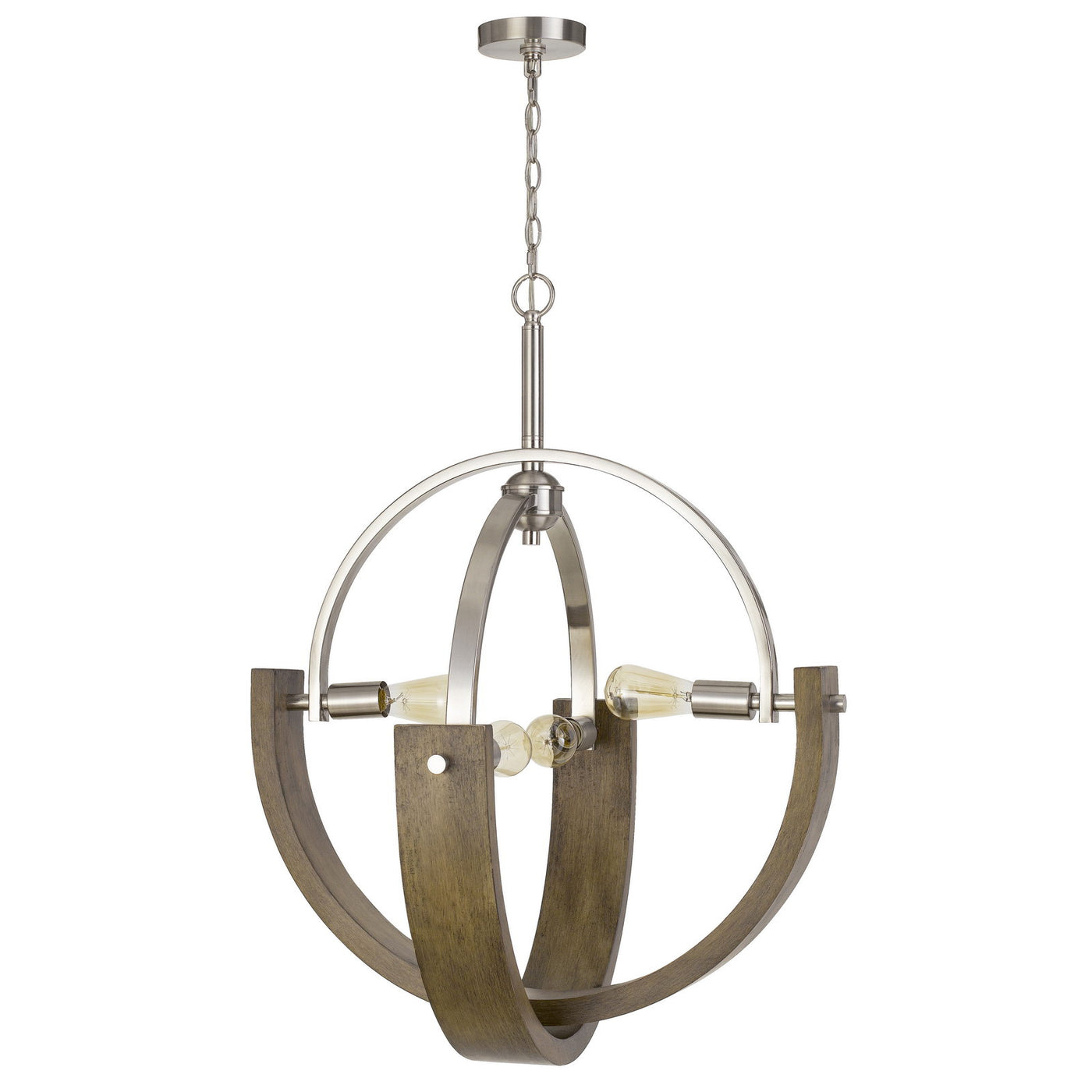 60W X 4 RAUMA METAL/WOOD CHANDELIER (EDISON BULBS ARE NOT INCLUDED) Chandelier Cal Lighting