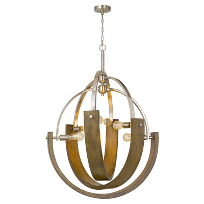 60W X 6 RAUMA METAL/WOOD CHANDELIER (EDISON BULBS ARE NOT INCLUDED) Chandelier Cal Lighting