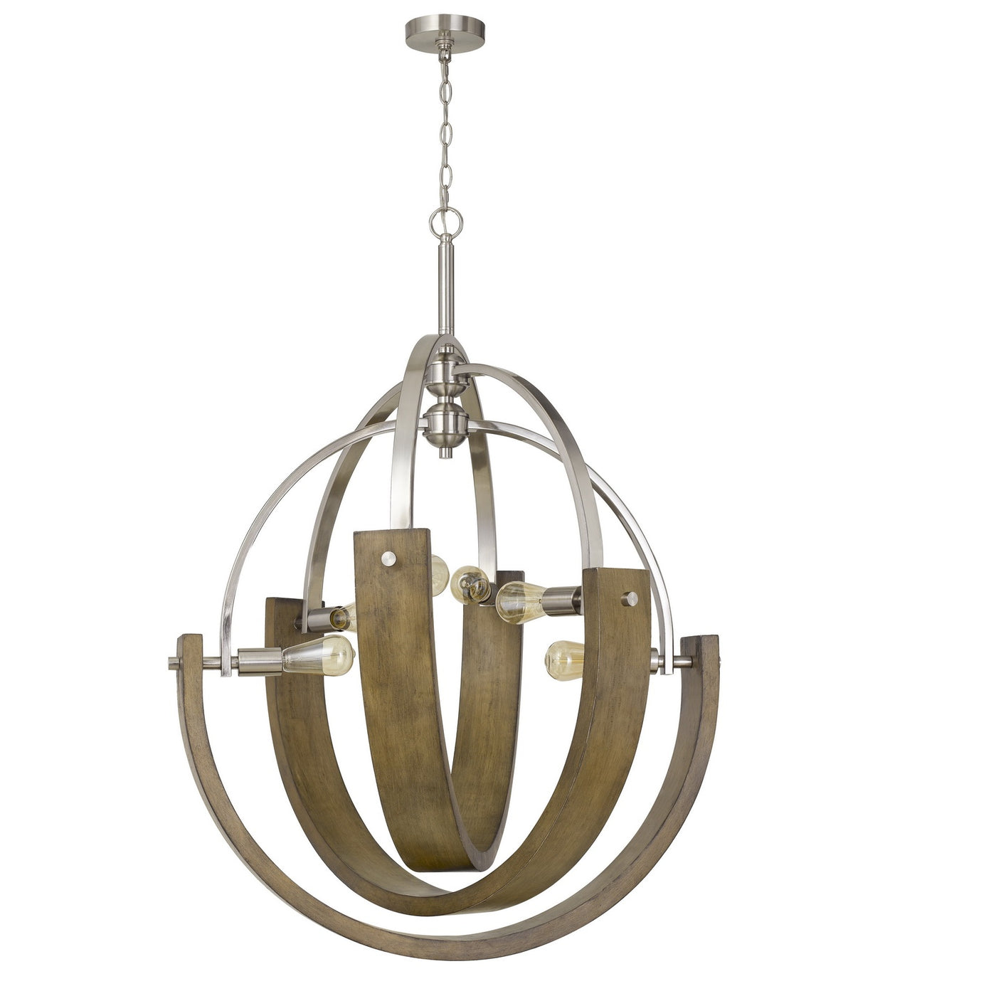 60W X 6 RAUMA METAL/WOOD CHANDELIER (EDISON BULBS ARE NOT INCLUDED) Chandelier Cal Lighting