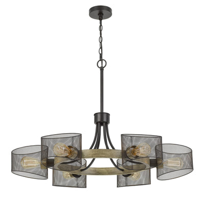 60W X 6 DRONTEN METAL/WOOD CHANDELIER WITH MESH SHADES (EDISON BULBS ARE NOT INCLUDED) Chandelier Cal Lighting