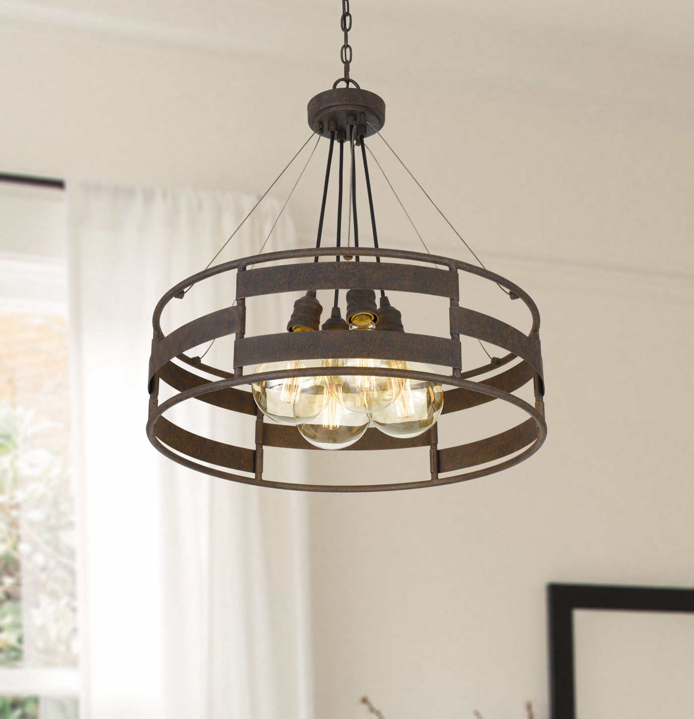 60W X 4 ROCHEFORT METAL CHANDELIER (EDISON BULBS SHOWN ARE INCLUDED) Chandelier Cal Lighting