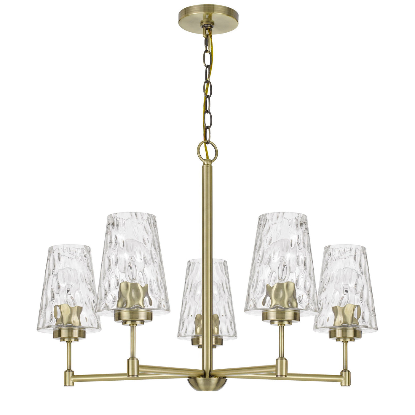 60W X 5 CRESTWOOD METAL CHANDELIER WITH TEXTURED GLASS SHADES Chandelier Cal Lighting