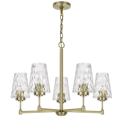 60W X 5 CRESTWOOD METAL CHANDELIER WITH TEXTURED GLASS SHADES Chandelier Cal Lighting