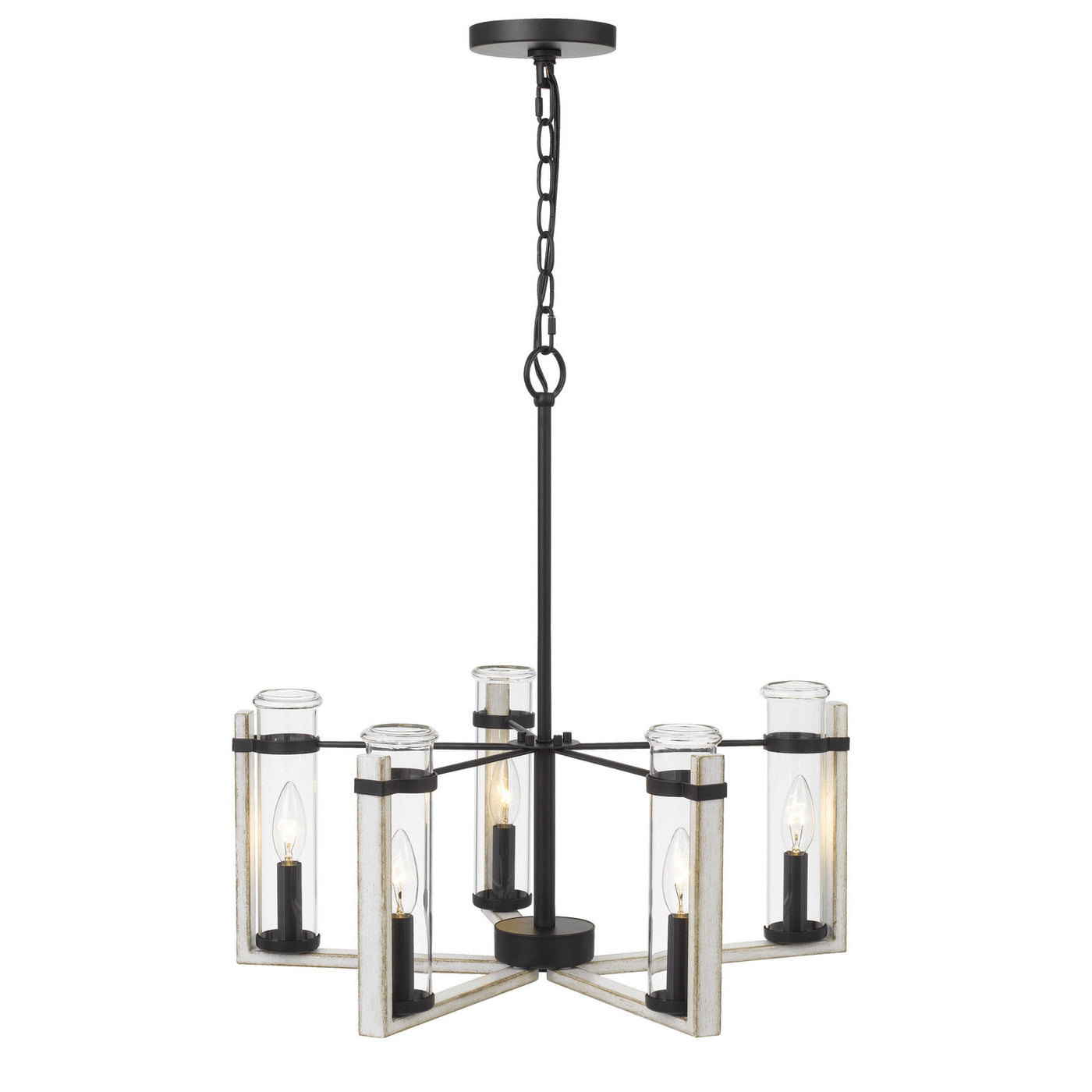 60WX  5 OLIVETTE METAL CHANDELIER WITH GLASS SHADE Chandelier Cal Lighting