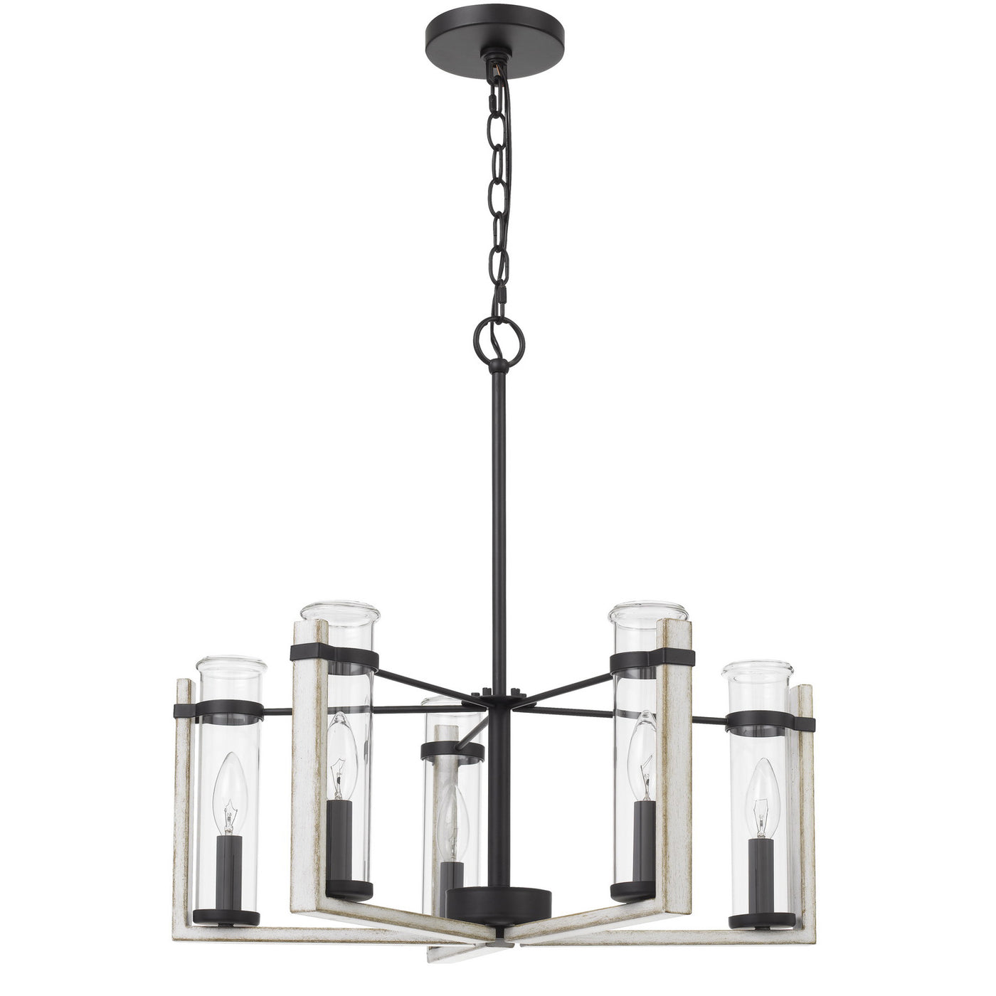 60WX  5 OLIVETTE METAL CHANDELIER WITH GLASS SHADE Chandelier Cal Lighting