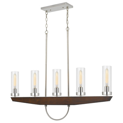 60W X 5 ERCOLANO PINE WOOD/METAL ISLAND CHANDELIER WITH CLEAR GLASS SHADE (EDISON BULBS NOT INCLUDED) Chandelier Cal Lighting