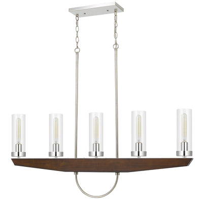 60W X 5 ERCOLANO PINE WOOD/METAL ISLAND CHANDELIER WITH CLEAR GLASS SHADE (EDISON BULBS NOT INCLUDED) Chandelier Cal Lighting