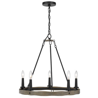 MAIDSTONE METAL CHANDELIER WITH WOOD FINISH Floor Lamp Cal Lighting