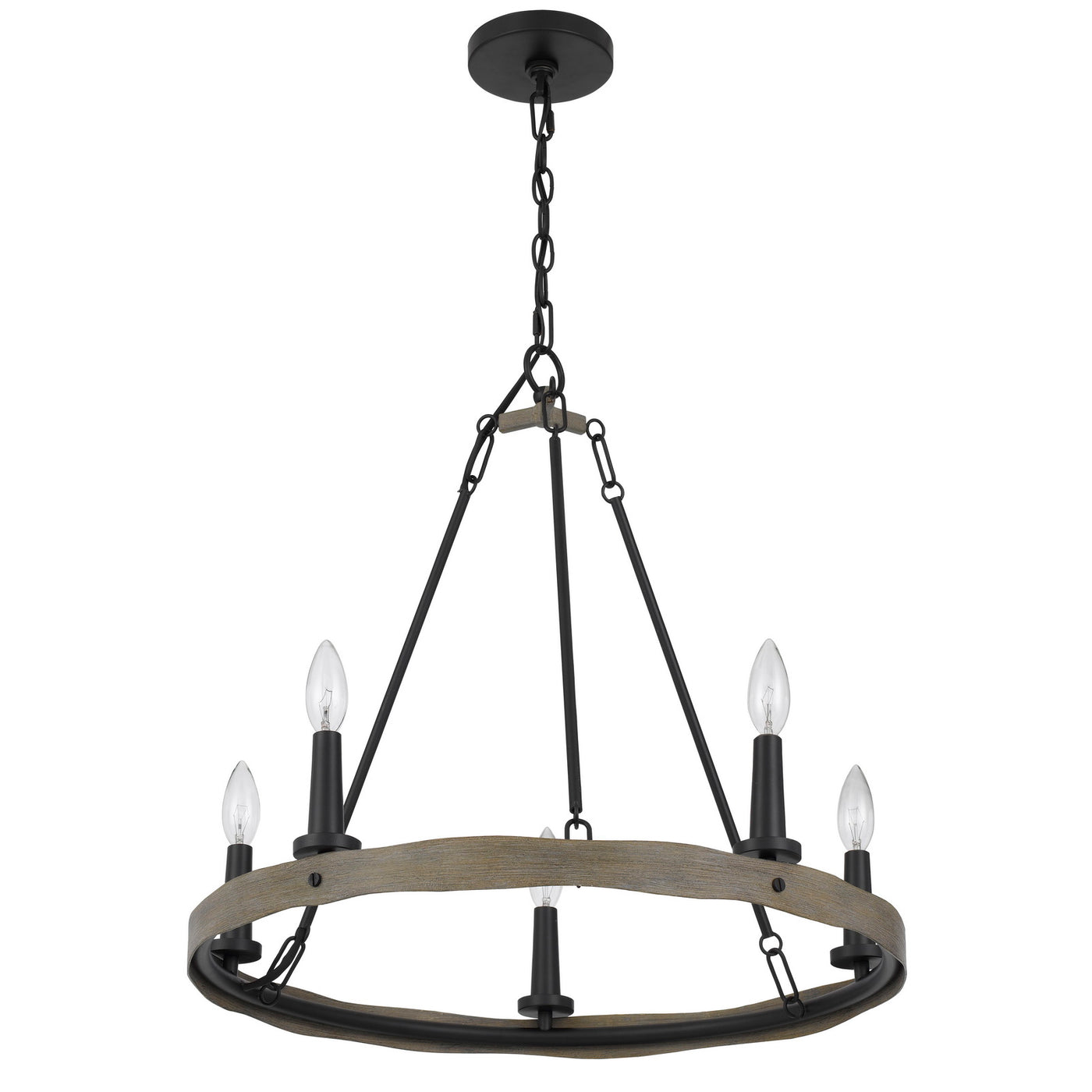 MAIDSTONE METAL CHANDELIER WITH WOOD FINISH Floor Lamp Cal Lighting