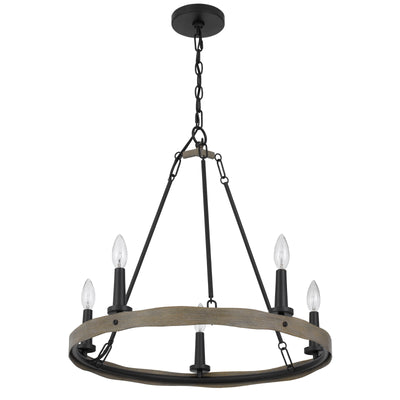 MAIDSTONE METAL CHANDELIER WITH WOOD FINISH Floor Lamp Cal Lighting