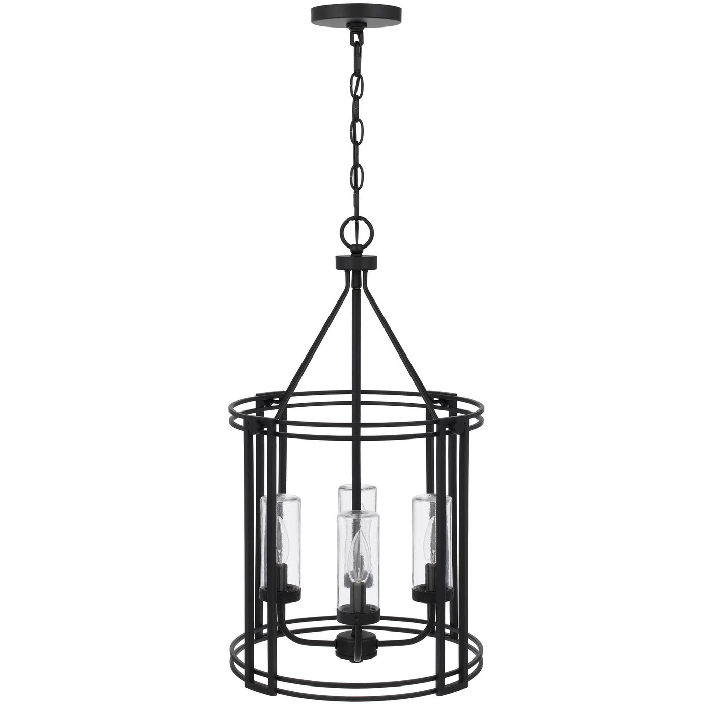 LUTON CAGE METAL CHANDELIER WITH GLASS SHADES Floor Lamp Cal Lighting