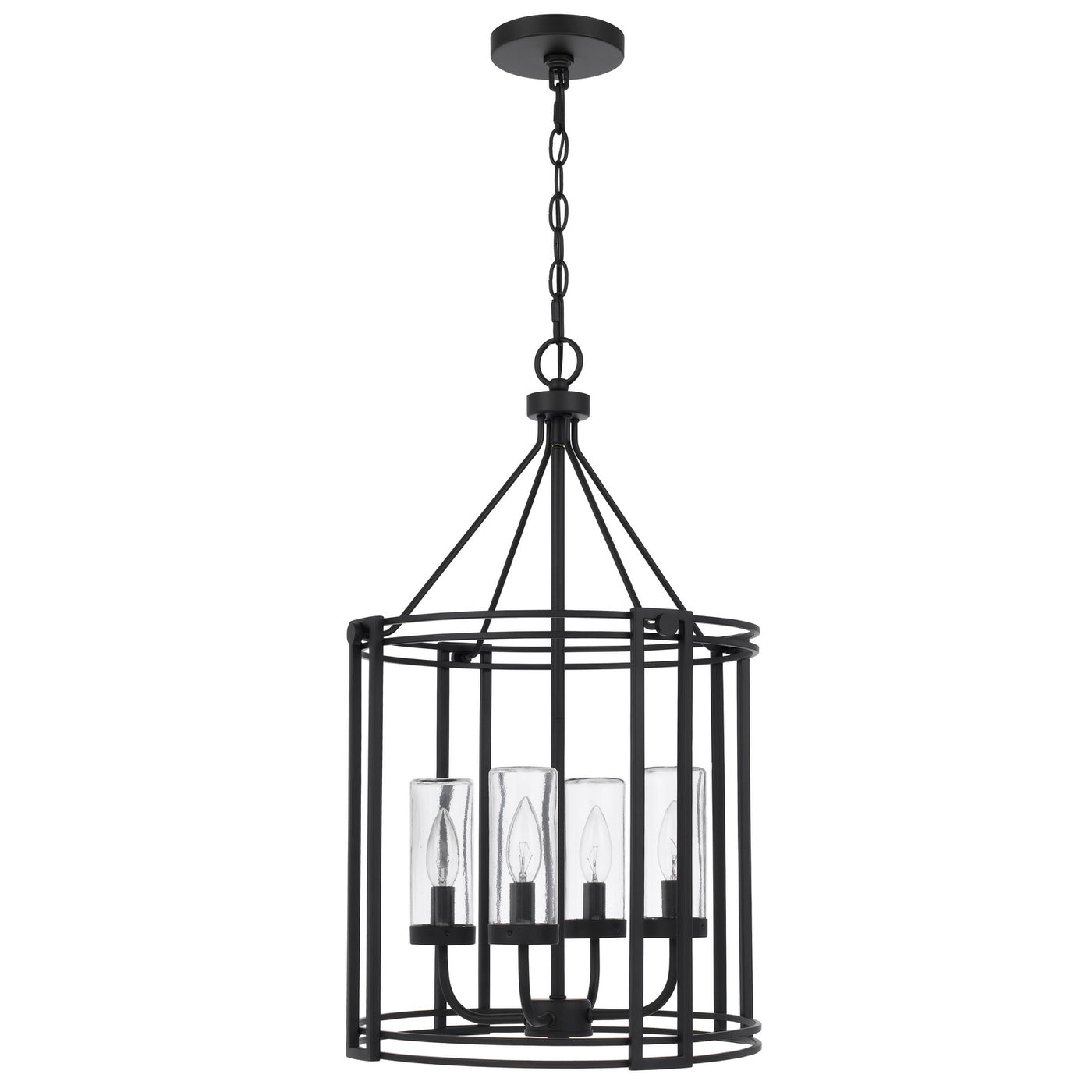 LUTON CAGE METAL CHANDELIER WITH GLASS SHADES Floor Lamp Cal Lighting