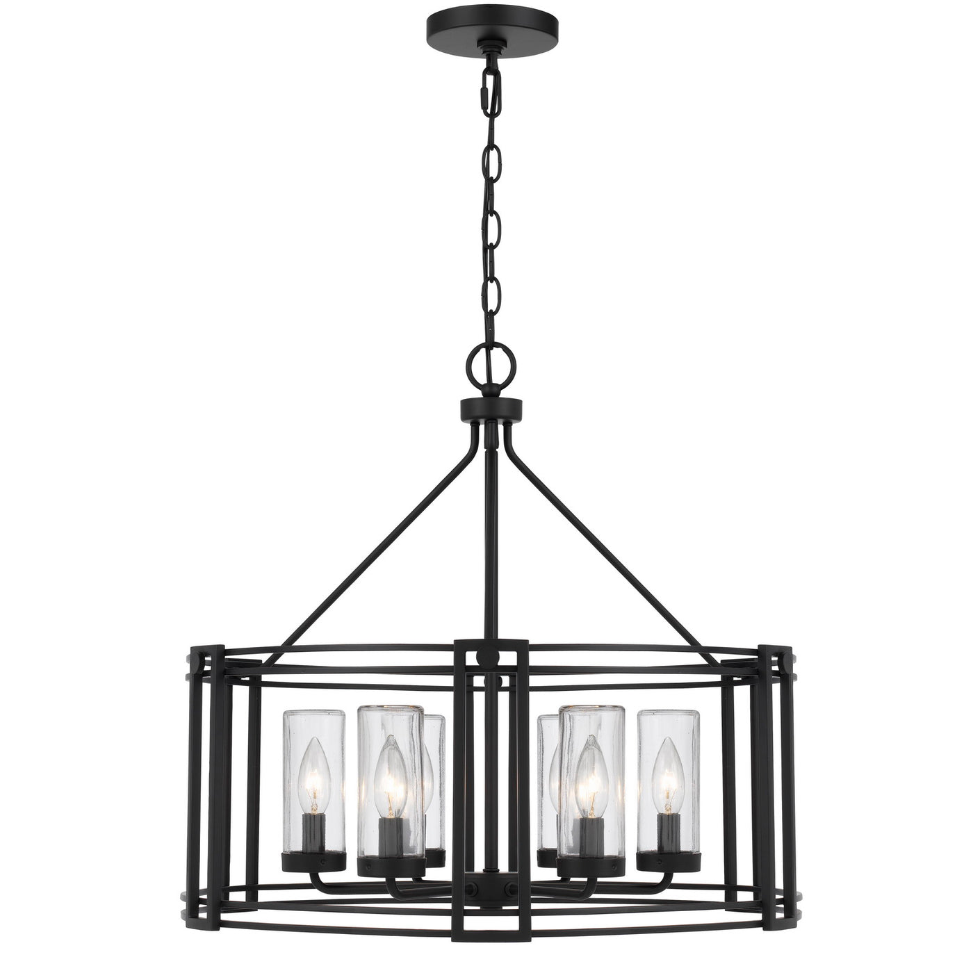 LUTON CAGE METAL CHANDELIER WITH GLASS SHADES Floor Lamp Cal Lighting