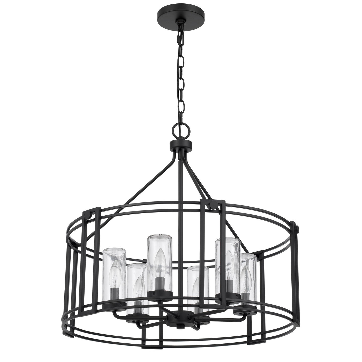 LUTON CAGE METAL CHANDELIER WITH GLASS SHADES Floor Lamp Cal Lighting